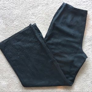 Ann Taylor Black Silk Sequined Wide Leg Pants